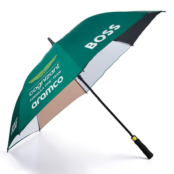 Aston Martin F1, Team Grid, parapluie de golf, 2023, nouvelle couleur du sponsor, produit officiel, Vert/multicolore