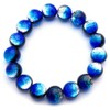 Gold Stone Yonaguni Blue Firefly Glass 12mm Luminous Bracelet, Okinawa,