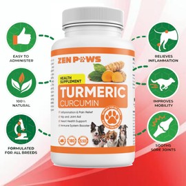 Turmeric Curcumin for Dogs – 180 Duck-Flavored Tablets – Advanced Hip & Joint Formula with Piperine – Supports Mobility, Inflammatory Response, Skin Health & Immune Function