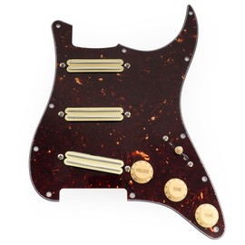 Musiclily Pro-SE ST-DPHA SSS Strato-wired Pickguard Alnico 5 Single Size Humbucker for Strat Electric Guitar 4P Tortoise Shell Pattern