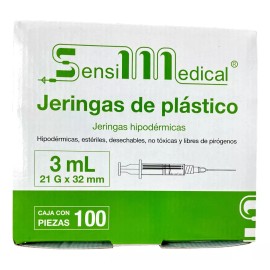 Sensi Medical 100 Jeringas Hipodermicas Con Aguja 3 Ml Sensimedical