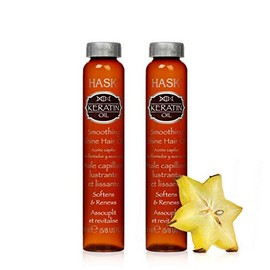 HASK KERATIN PROTEIN Shine Oil Vials suavizante para todo tipo de cabello, color seguro, sin gluten, sin sulfatos, sin parabenos, paquete de 2