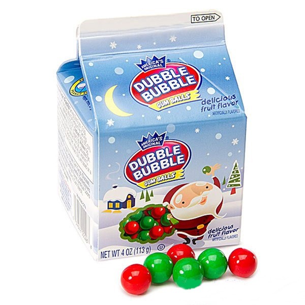 America's Original Dubble Bubble Gumballs Christmas Carton Stocking Stuffers, Pack of 3