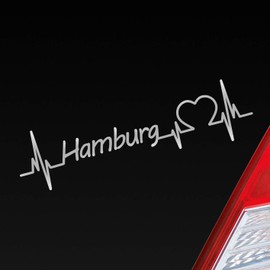 Hellweg Druckerei Car Sticker Hamburg Heart Pulse City Love Approx. 19 x 5 cm