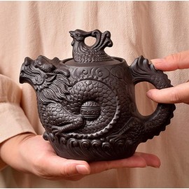EatingBiting Chinese Retro Yixing Kettle Kung Fu Teapot Dragon and Phoenix Tea Pot Big Capacity Purple Clay Gongfu Loose Tea