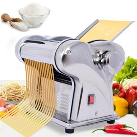Donext 110V 135w 2 Blades Type Electric Pasta Maker, Household Noodle Making Machine Dough Spaghetti Roller Pressing Machine with 1.5mm Noodle Cutter, Stainless Steel, for Commercial & Homemade Use