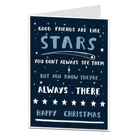 Christmas Card For Best Friend Bestie Funny Friends Are Like Stars Xmas Design