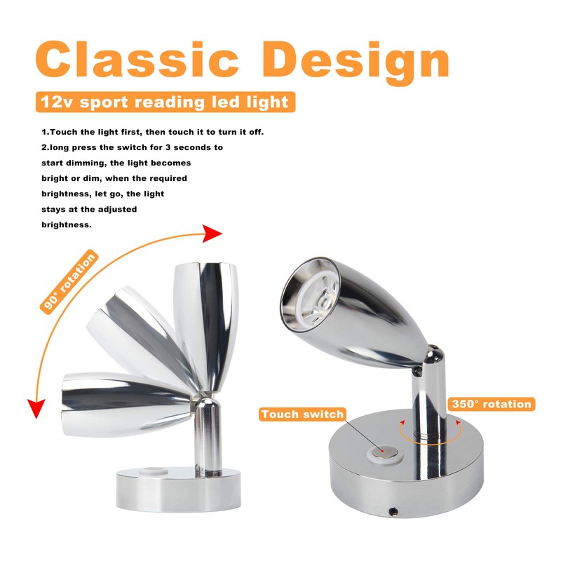 OPL5 RV 12V Warm White Reading Light with Touch Adjustable