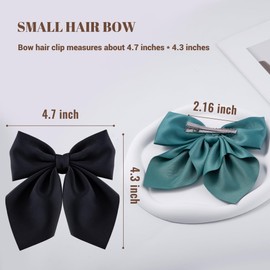hisial 8 Pcs Hair Bows for Women Short Tail Bow Hair Clips Small Alligator Barrettes Cute Accessories for Girls (Black/Blue/White)