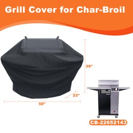 Grill Cover for Charbroil 22652143 Edge Electric Grill, 50 inch for Charbroil 2 Burner Grill, 600D Heavy Duty Waterproof Cover for CharBroil and Smokers Up to 49 Inches Wide