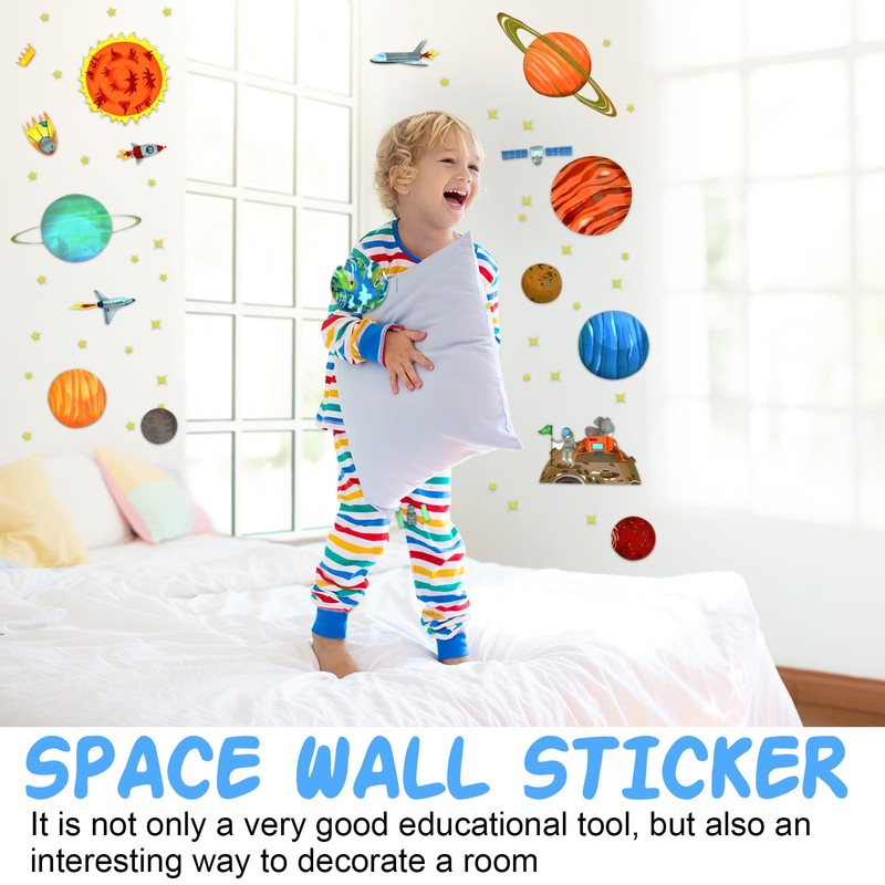 Space Wall Stickers for Kids - Solar System Planet Wall