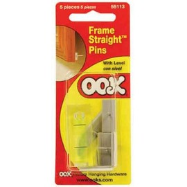 OOK 535644 Framestraight Pins with Bubble Leveler, Picture Frame Leveler, Steel (6 Pieces)
