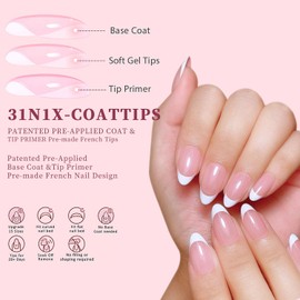 OFDNE French Short Almond Press on Nails 5 French Styles Pre-colored Light Nude Pink Soft Gel Nail Tips 150Pcs Full Cover Natural Long Lasting Short French Fake Nails Extensions for Easy DIY Nail Art