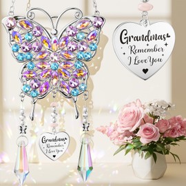 Christmas Grandma Gifts Nana Gifts for Grandma Granddaughter Grandchildren Grandkids, Best Grandma Birthday Gifts for Nana Gigi Grandmother New Grandma Gifts Butterfly Crystal Suncatcher Indoor Window