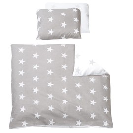 roba Cot Bed Linen 2-Piece Set, 'Little Stars' Collection, Baby Bed Linen 80 x 80 (Duvet and Pillow), 100% Cotton