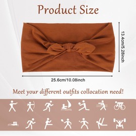 Josojoou 4PCS Bow Wide Headbands for Women, Bow Elastic Headbands for Women, Knotted Headband, Head Bands for Women's Hair Non Slip(Gray, Black, Brown, White)