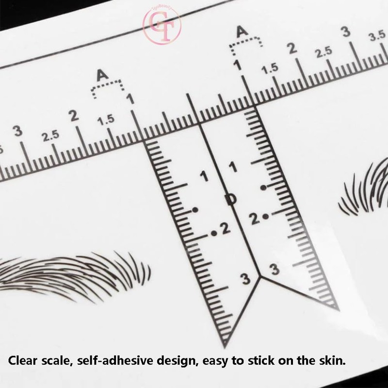 50pcs Disposable Tattoo Eyebrow Ruler Sticker with Brow Shape Eyebrow