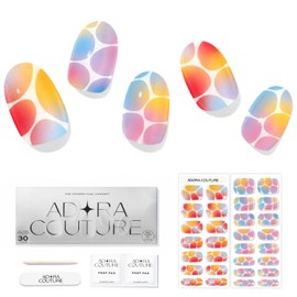 ADORA COUTURE Semi Cured Gel Nail Strips Kit | 30pcs Uv Gel Nail Stickers with Uv Light | Ombre Nail Wraps | Nail Gel Stickers for Nails Uv Light (Ombre Bubble)