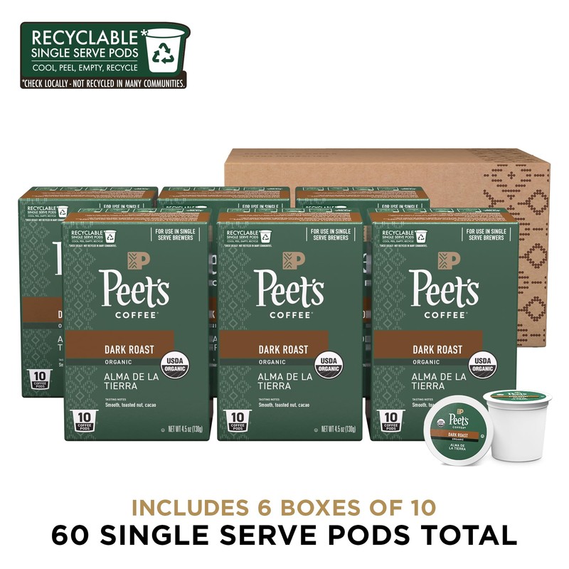 Peet's Coffee, USDA Organic Dark Roast Single Serve Coffee Pods