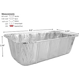 PACTOGO Loaf Pans - Disposable Aluminum Foil 1 1/2 lb. Bread Tins 8.5" X 4.5" X 2.3" with Clear Plastic Dome Lids (Pack of 100 Sets)