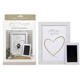 Framed Pet Safe Non-toxic Paw Print Ink Pad Kit - Capture Precious Memories of Your Beloved Pet's Paw Prints, Mess-Free & Easy-to-Use with White Wooden Frame - Ideal for First Prints or Keepsakes