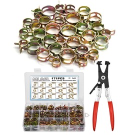 171Pcs 6-25mm Spring Band Hose Clamps With Swivel Flat Plier 15 Sizes Assortment Kit, Fuel Line Silicone Vacuum Hose Steel Clip Clamp,Low Pressure Air Pipe Fasteners In Automotive, Marine, Gardening