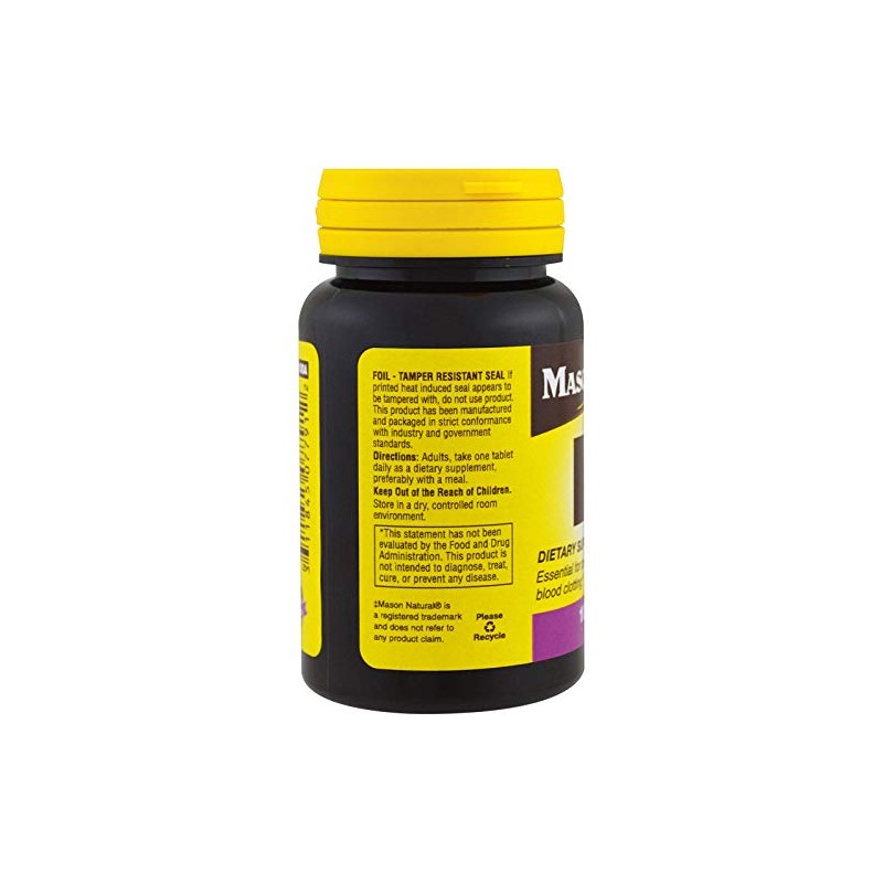 Mason Vitamins Vitamin K 100 mcg Tablets, 100-Count Bottles