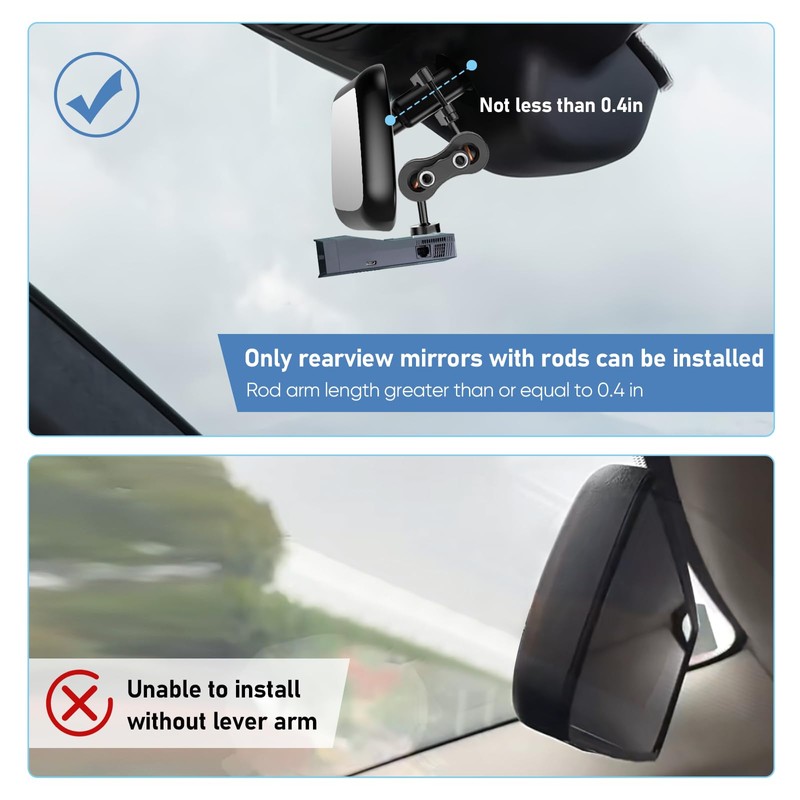 Radar Detector Mount Rearview Mirror Bracket,Aluminum Rearview Mirror Rod Mount