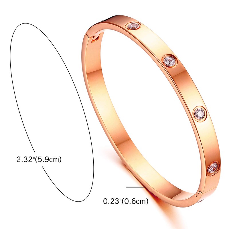 JewelryWe Women's Stainless Steel & Zirconia Bangle, Simple Stylish &