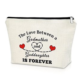 Godmother Goddaughter Gift Makeup Bag Christian Gifts Birthday Gifts for Her Confirmation Gift for Goddaughter Cosmetic Bag Thanksgiving Day Gifts for Women Christmas Gifts Cosmetic Travel Pouch