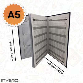 Invero 2025 Week To View Diary A5 Hardback Diary - Jan 2025 to Dec 2025 Planner Organizer Calendar with Hour Intervals & Worldwide Travel and Metric Information - Blue