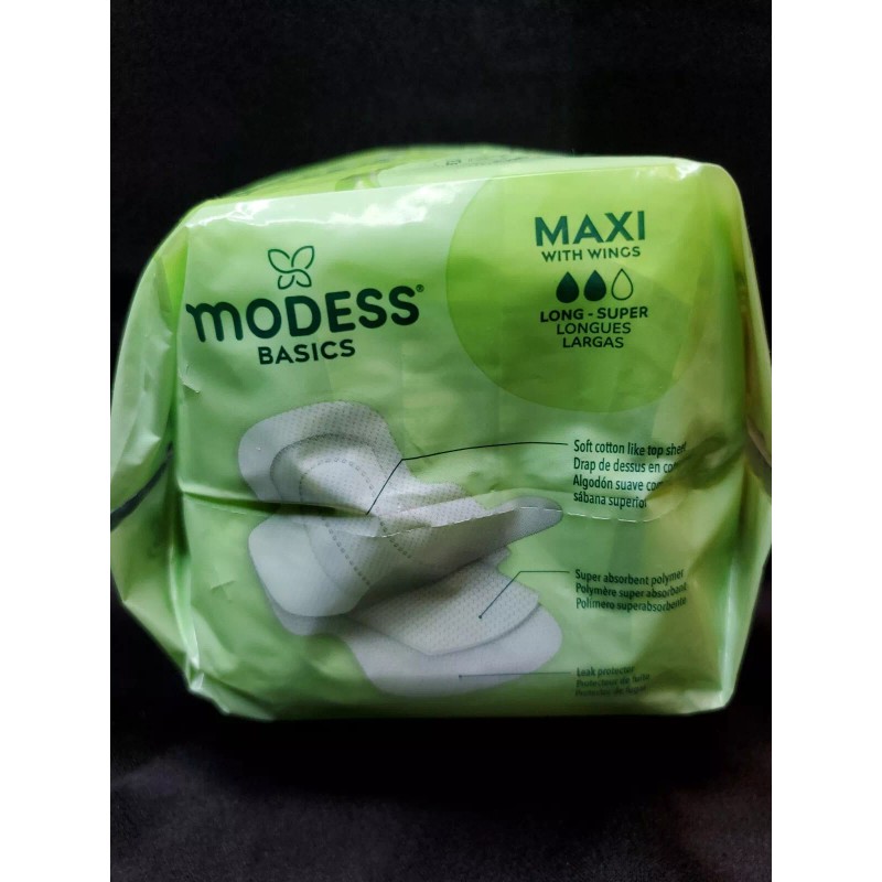 Modess Basics Maxi with Wings Long Super Pads Unscented Sanitary