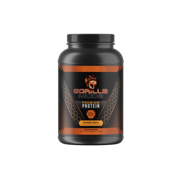 Gorilla Mode Premium Whey Protein - Pumpkin Spice / 25 Grams of Whey Protein Isolate & Concentrate/Recover and Build Muscle (30 Servings)