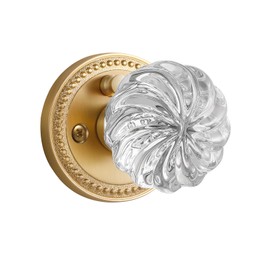 SORWDUERM 1 Pack Crystal Door Knob Gold Door Knobs Interior Satin Brass Privacy Brushed Gold Glass Door Handle for Bedroom and Bathroom Glass Door Knob