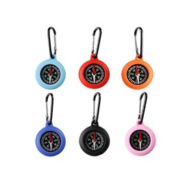 Anlising Mini Compass, Pack of 6 Compass with Carabiner Hook, Compass Carabiner, Compass Keyring, Colourful Compass, for Holiday Camp, Outdoor Camping, Hiking (Multi-Colour)