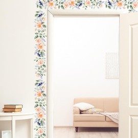 Wall Stickers Floral Wall Decals Large Vine Flower Wall Decor Removable Mural Trim for Walls Peel and Stick for Bedroom Living Room Bathroom Leaves （36 Styles (A5-11 25 * 60cm*1pcs)