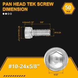 DTGN #10-24x5/8" Socket Head Cap Screws Bolts - 50Pack - Good for Road Bicycle, Mountain Bike, Auto, Motorcycle - 304 Stainless Steel Hex Head Metric Screws - Silver