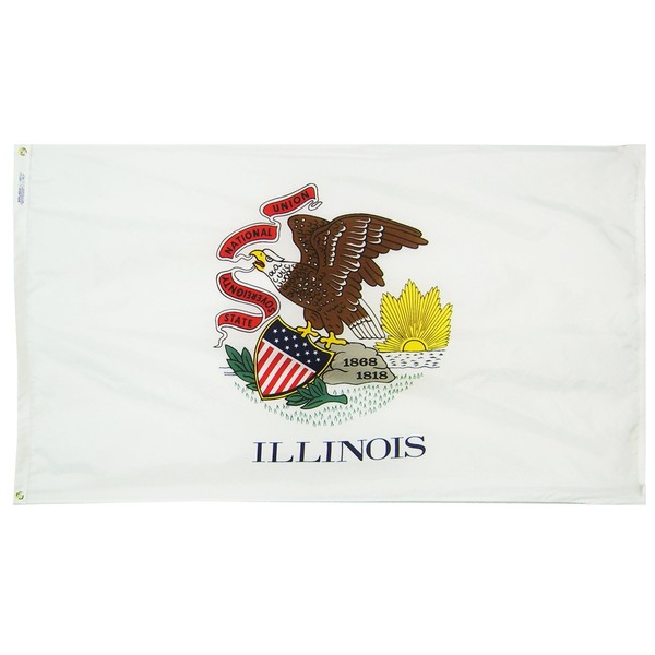 Annin Flagmakers Model 141460 Illinios Flag USA-Made to Official State Design Specifications, 3 x 5 Feet,