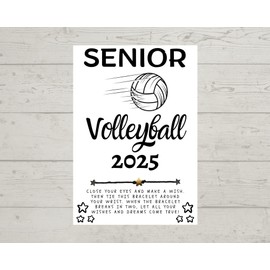 Senior Volleyball 2025 WIsh Bracelet, Volleyball Bracelet, Senior Volleyball, WIsh Bracelet Card