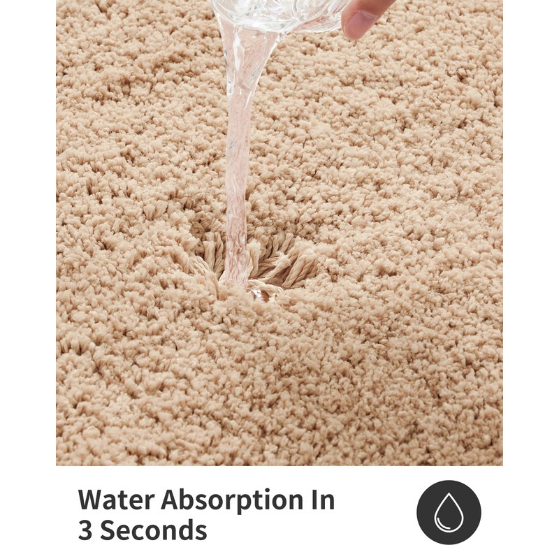ILANGO Beige Bathroom Rugs 36" × 24" Non Slip &