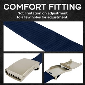 JJ PRIME - Unisex Adjustable Belt for Men | Catch Canvas Waist Belt | Mens Fabric Belt | Army Belts For Men | Webbing Belt for Women Men (Navy, 35")