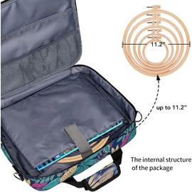 BAGLHER Cross Stitch & Embroidery Organizer Bag - Large Portable Project Storage with 3 Compartments, Travel Friendly Carrying Case for 11.2" Hoops, Threads, Supplies (Hawaii)