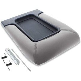 EcoAuto Center Console Lid Replacement Kit for 99-07 Silverado, Avalanche, Suburban, Sierra, Yukon - Replaces OEM 19127364, 19127365, 19127366 (Light Gray)