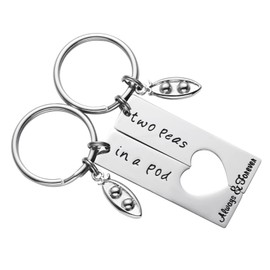 LParkin Two Peas In a Pod Best Friend Funny Keychain Set BFF Friends Jewelry Christmas Graduation Perfect Birthday Twins Sisters Best Gift Ideas for Friendship