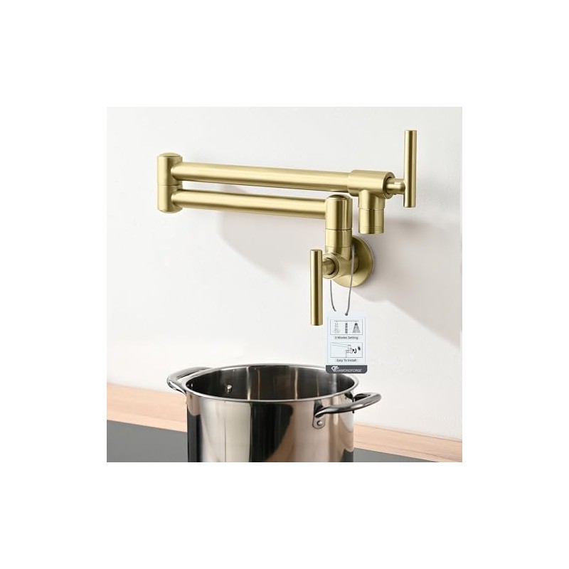 Pot Filler Faucet Wall Mount - 3 Spray Modes, Double