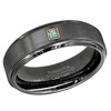 6mm Brushed Gunmetal Tungsten Carbide Wedding Band with 0.05ctw Princess