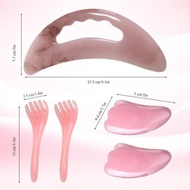 5Pcs Large Gua Sha Massager,Body Gua Sha Massage Tool with Handle for Women Men Back Neck Leg Face (Pink)
