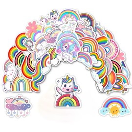 51 Pcs Cute Unicorn Rainbow Stickers for Kids, Waterproof Sticker for Water Bottle, Vinyl Laptop Decals for Teens Girls Boys, Students Classroom Prizes Sticker Pack