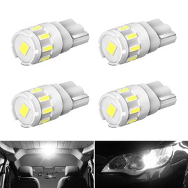 BORDAN T10 LED Explosive Light, White, Built-in Canceller, Short Circuit Protection, Vehicle Inspection Compatible, Non-Polarity, 10SMD 12V, 1.2W, 4-Pack, Room Lamp, Position, License Lamp, License Lamp, Meter Lamp