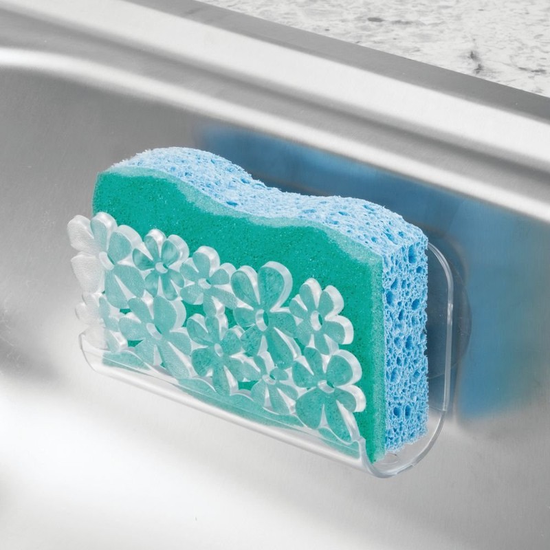 InterDesign Blumz Kitchen Sink Suction Holder for Sponges, Scrubbers, Soap